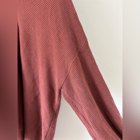 1. State Bubble Balloon Sleeve Ribbed V-Neck Terra Earth Sweater XL - Picture 6 of 16